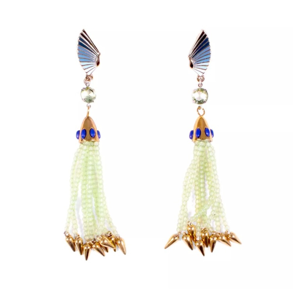 Lulu Frost Swift Nomadic Tassel Earrings Mint